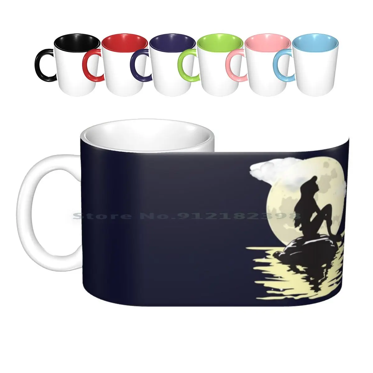Under The Moonlight Tazze In Ceramica Tazze Da Caffè Tazza Da Tè Al Latte Ariel Sirenetta Sirena Sirena Luna Acqua Tendenza Creativa