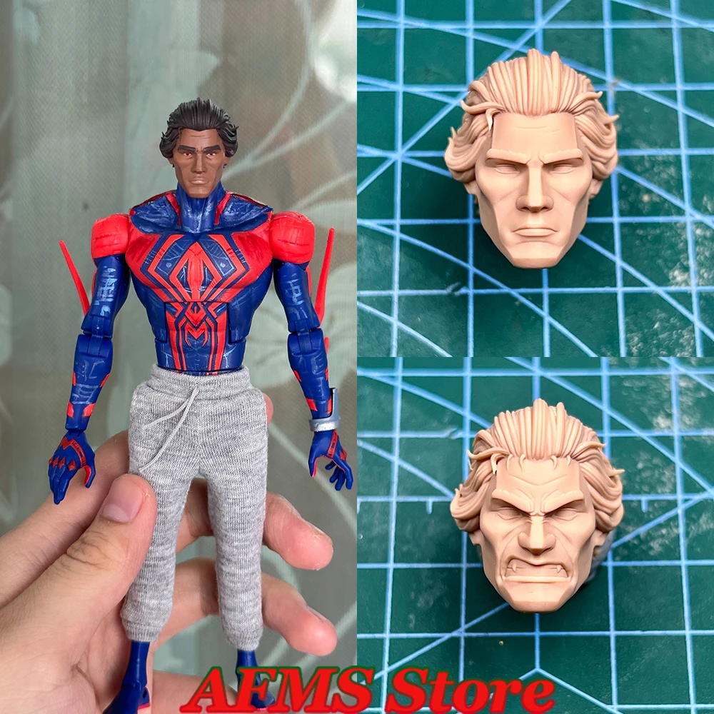 Unpaint 1/12 Soldato Maschio Spider-Man Attraverso Il Ragno-Verse Head Sculpt Fit 6 "Mcfarlane /Shf /Mezco /Mafex /Marvel Legends