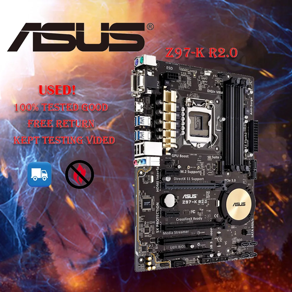 Utilizzato, Asus Z97-K R2.0 Scheda Madre Desktop Z97 Socket Lga 1150 I7 I5 I3 Ddr3 32G Sata3 Atx