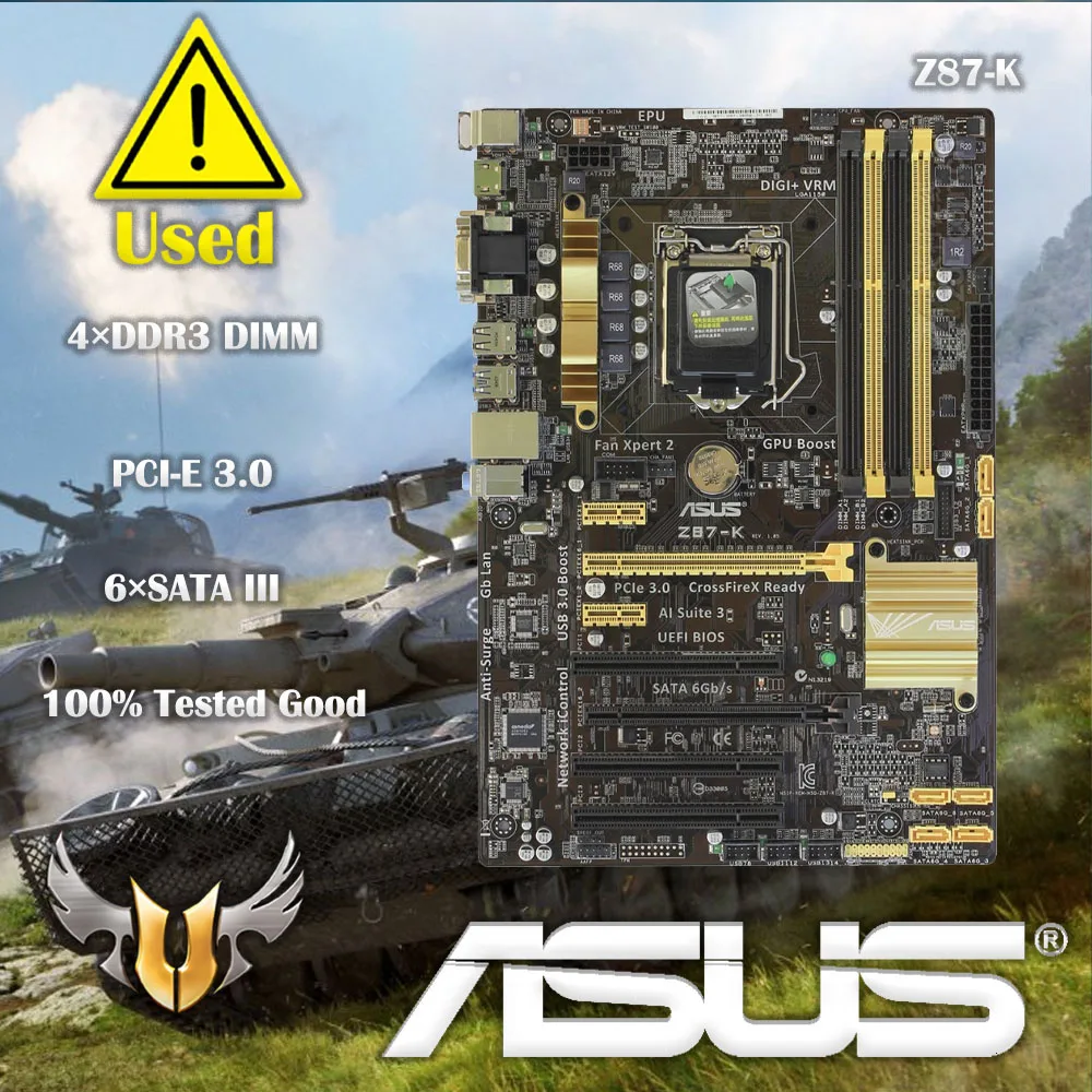 Asus Z87-K Scheda Madre Desktop Originale Z87 Socket Lga 1150 I7 I5 I3 Ddr3 32G Sata3 Usb3.0 Atx