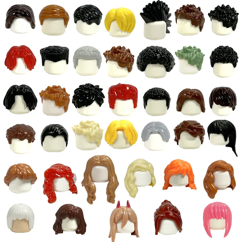 Kt Block Min Building Blocks Boy'S Hair Girl'S Hair Curly Hair Accessories Moc Figures Hair  Children'S Toys