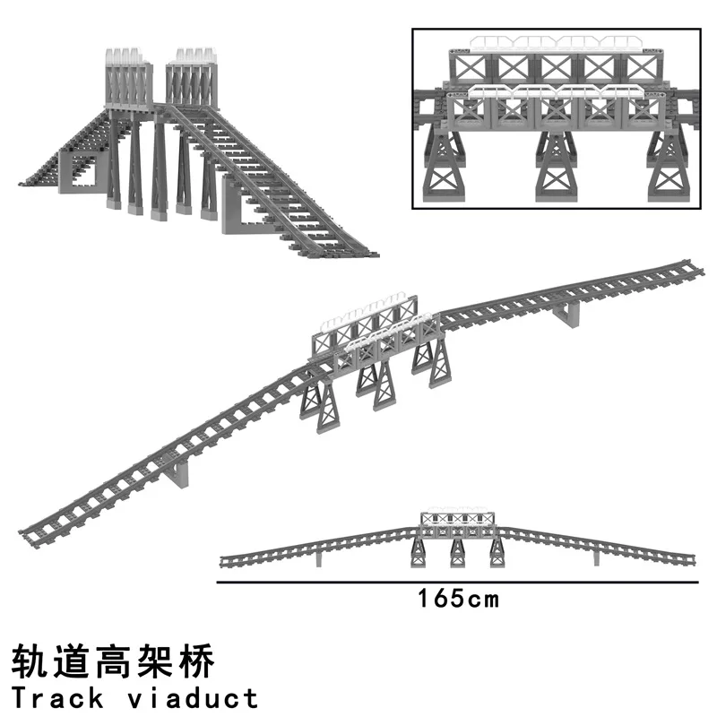Moc City Train Points Switching Climbing Tracks Viaduct Flessibile Raisks Rails Forked Building Block Mattoni Giocattoli Per Bambini