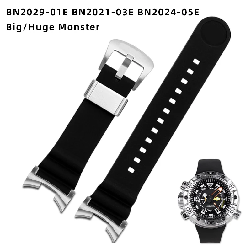 Connettore Per Orologio In Metallo Per Citizen Bn2029-01E Bn2021-03E Bn2024-05E Cinturino In Silicone Mostro Grande/Enorme Aletta In Acciaio Inossidab