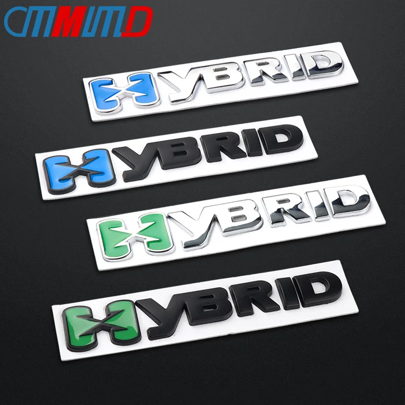 3D Car Styling Metal Hybrid Logo Metal Car Stickers Emblema Per Hybrid Toyota Camry Rav4 Reiz Lexus Bmw Audi Honda Badge Decal