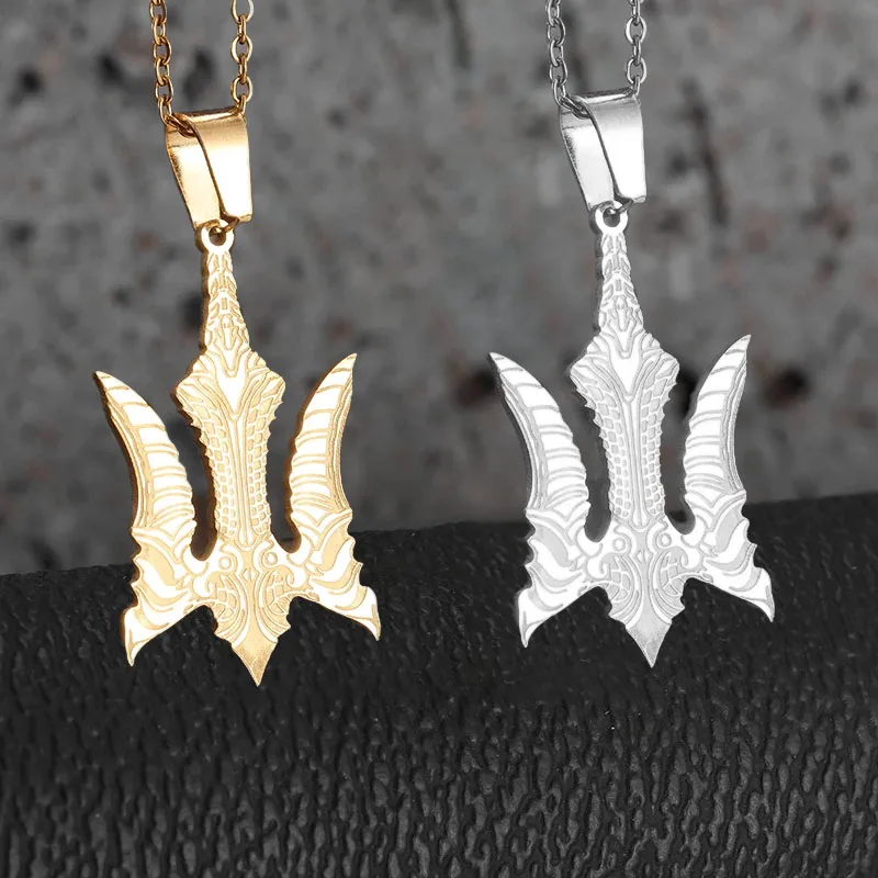 Collana Da Uomo Punk Neptune Trident Giger Falcon Anchor Pendant Warrior Collana Gioielli Con Badge In Acciaio Inossidabile