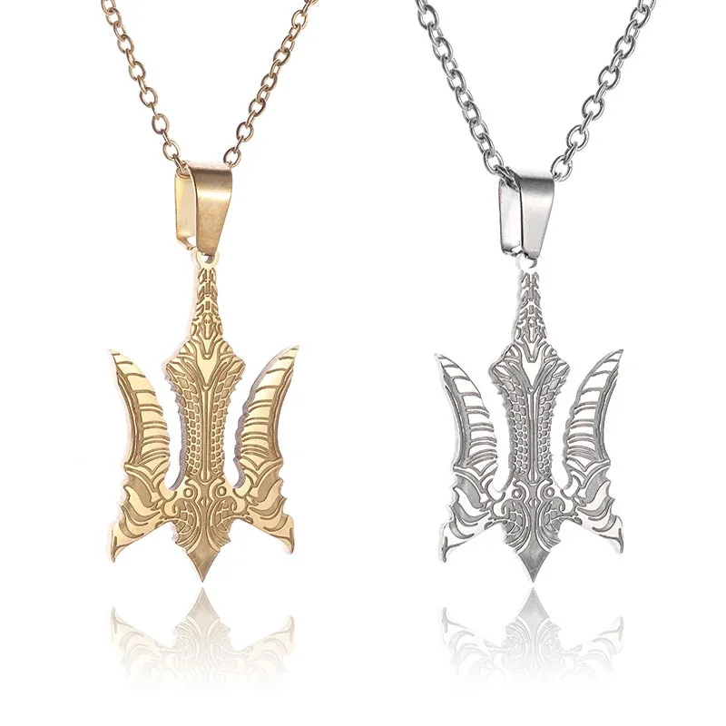 Collana Da Uomo Punk Neptune Trident Giger Falcon Anchor Collana Warrior Pendant Gioielli Con Badge In Acciaio Inossidabile