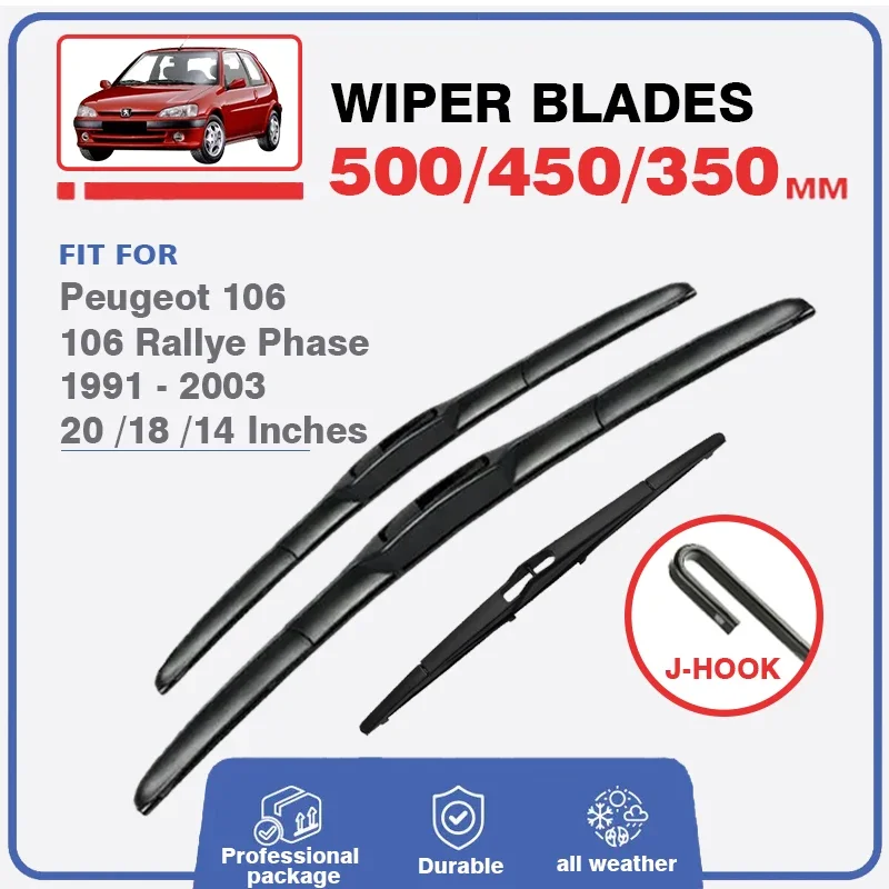 Set Di Spazzole Tergicristallo Anteriore Posteriore Per Peugeot 106 Rallye Phase 1991 - 2003 Spazzole Per Parabrezza Spazzole Per Parabrezza 20 "18" 1