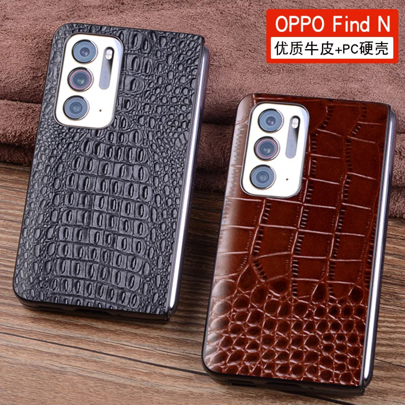 Hot Luxury Genuine Leather Wallet Business Phone Case For Oppo Find N Magicv Cover Credit Card Money Slot Cover Holster