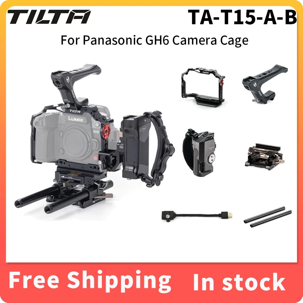 Tilta Ta-T15-A-B Kit Base Gabbia Fotocamera Completa Nera Per Panasonic Gh6 Leggero Ta-T15-Fcc-B