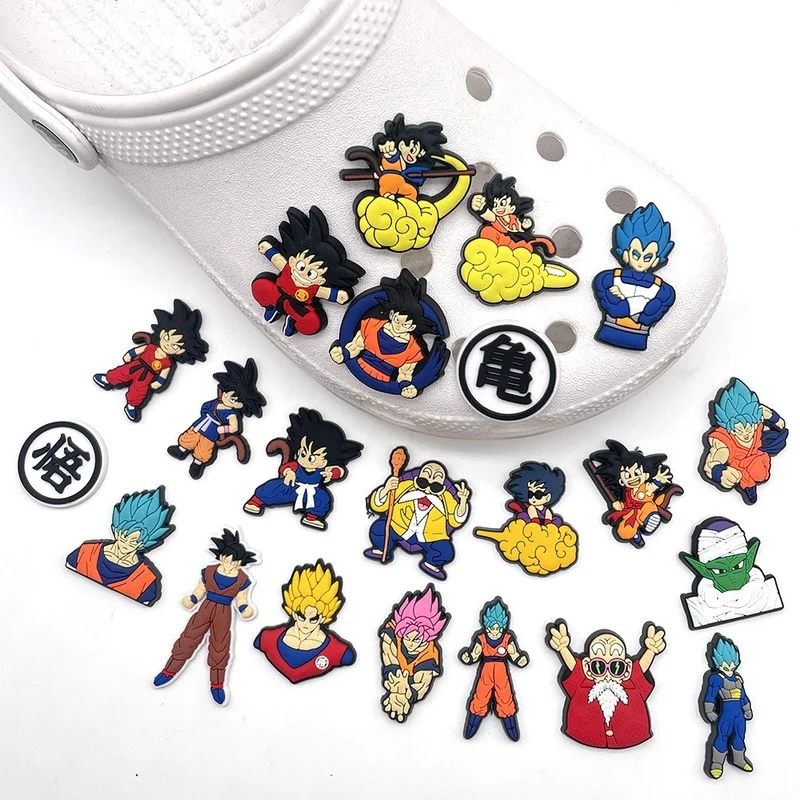 Hot Style 22Pcs Cartoon Dragon Ball Shoe Charms Set In Silicone Accessori Crocs Kids X-Mas Kid Gifts Wristband Hole Slipper Decor