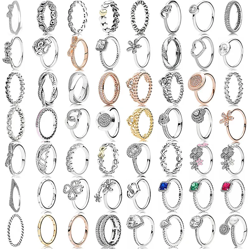 Commercio All'Ingrosso 925 Silver Europe Signature Love Knot Radiant Teardrop Senza Tempo Eleganza Allure Heart Clover Ring Per Gioielli Da Donna