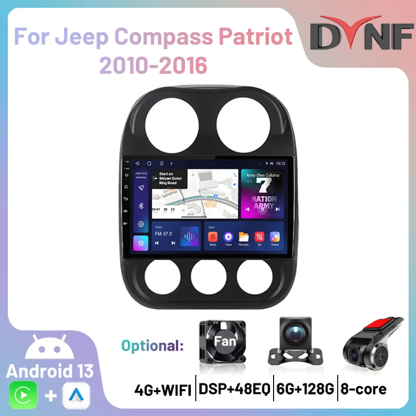 10.1 ''Autoradio 4G Android 13 Carplay Lettore Stereo Multimediale Navigazione Gps Autoradio Per Jeep Compass Patriot 2010 2011-2016