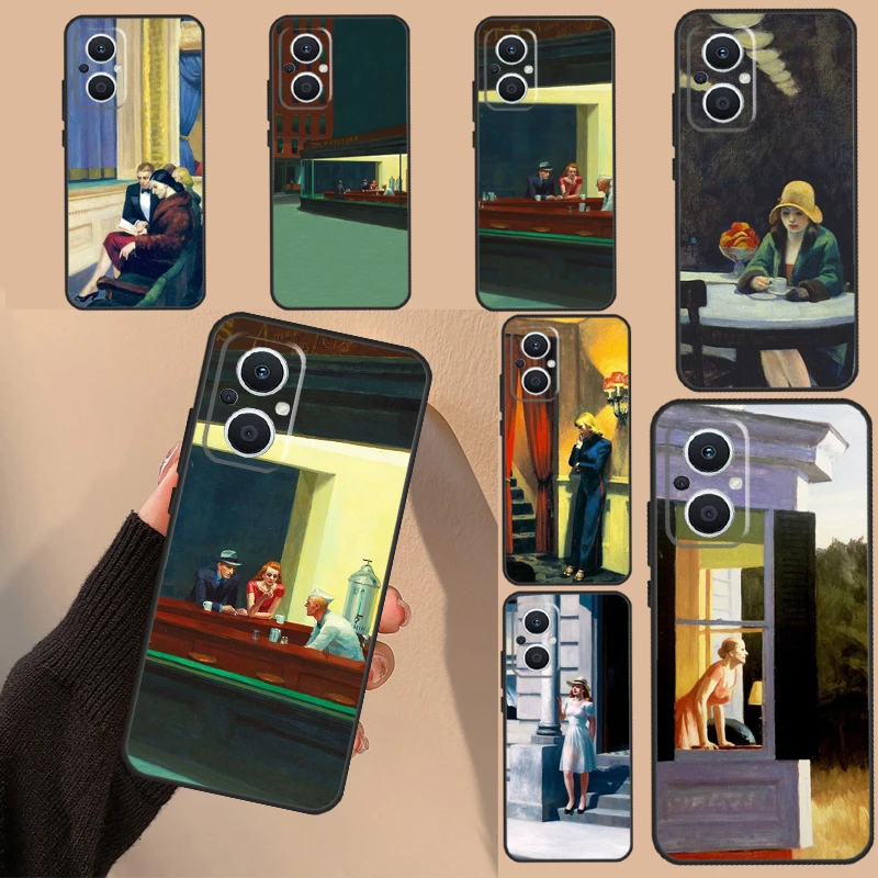 Nighthawks By Edward Hopper Case Per Oppo Find X6 Pro X2 Neo X3 X5 Lite Oppo Reno 6 7 8 Lite 3 4 5 Z 2Z 8T Cover Per Telefono