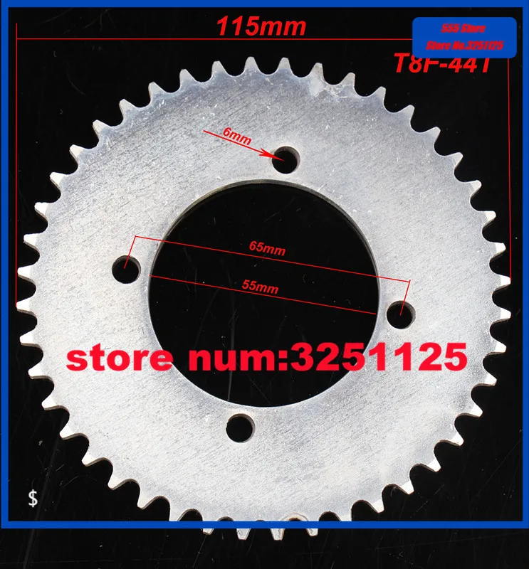 La Moto R Store Pignone Posteriore T8F 44 T Argento 54Mm 44 Denti Mini Moto Atv Quad Dirt Pit Bike Parti Ciclomotore Scooter Pocket