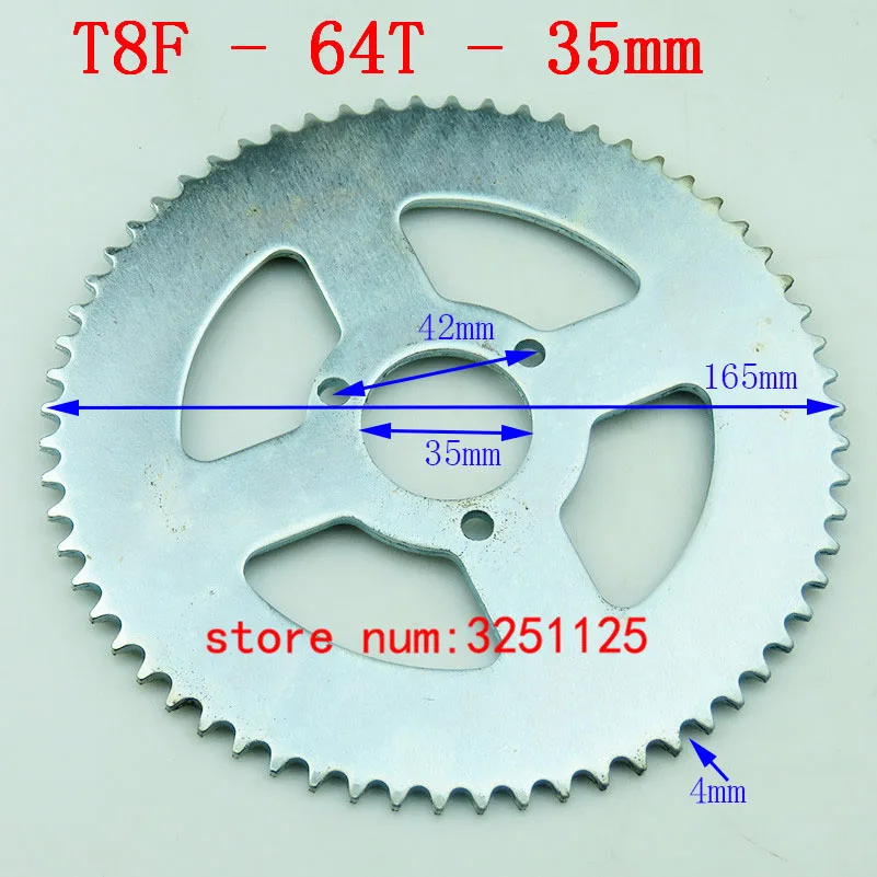 T8F 35 Millimetri 64 Dente Cinese Pocket Bike In Acciaio Posteriore Pignone Catena Per 2 Tempi 47Cc 49Cc Goped Scooter Mini Moto Bambini Atv Quad
