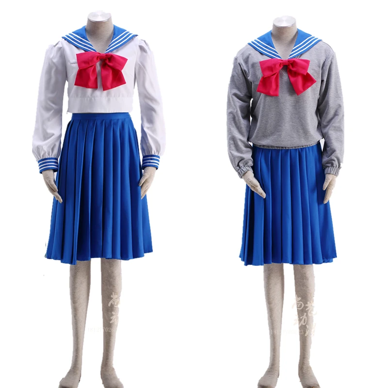 Athemis Anime Sailor Ami Mizuno / Sailor Mercury Crystal Cosplay Costume Custom Made School Outfit