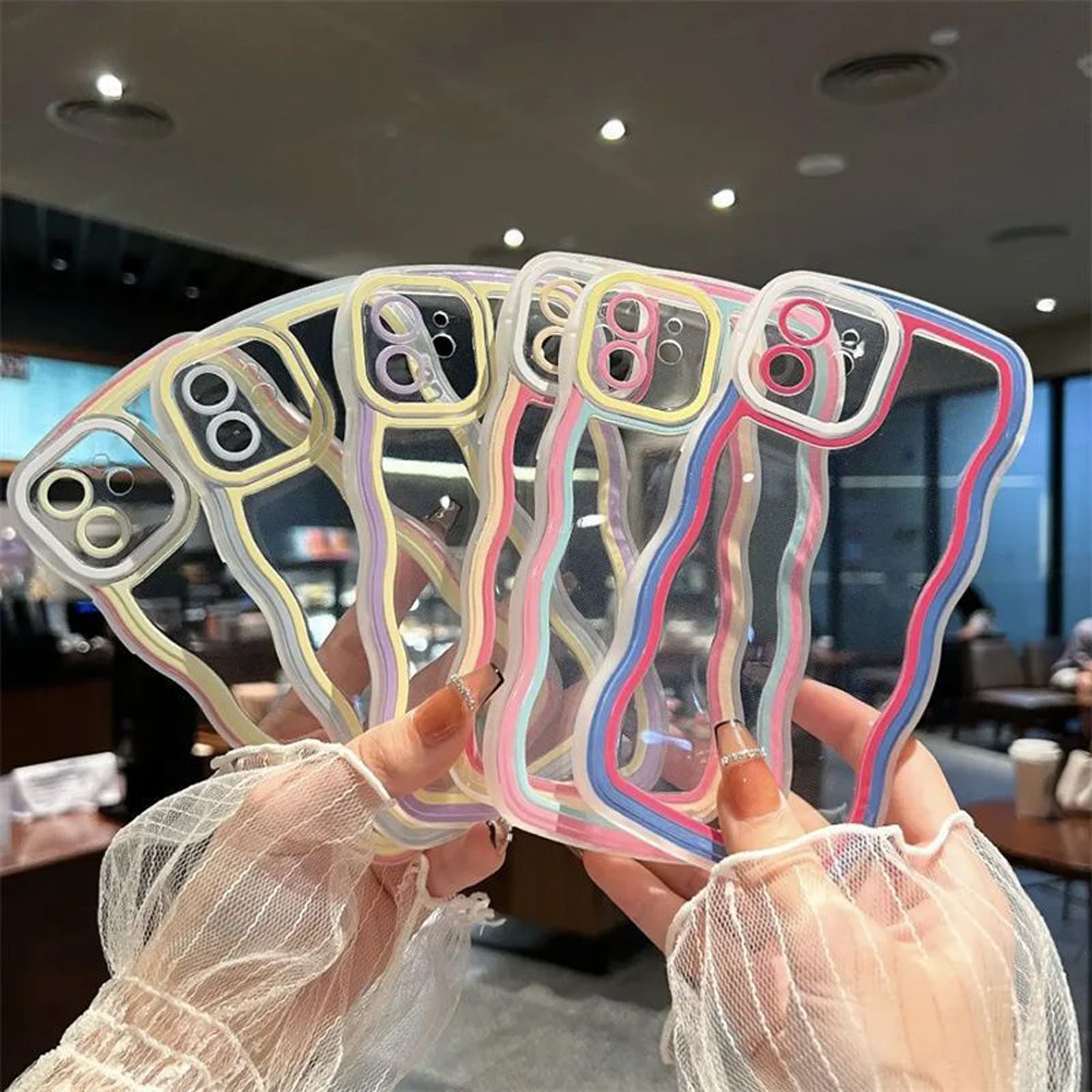 Custodia Per Redmi Note 10 Note 10 Pro Note 10 Pro Plus + Note 10 5G 10S Cover Candy Bumper Custodia Trasparente Per Telefono Linee Morbide Ondulate