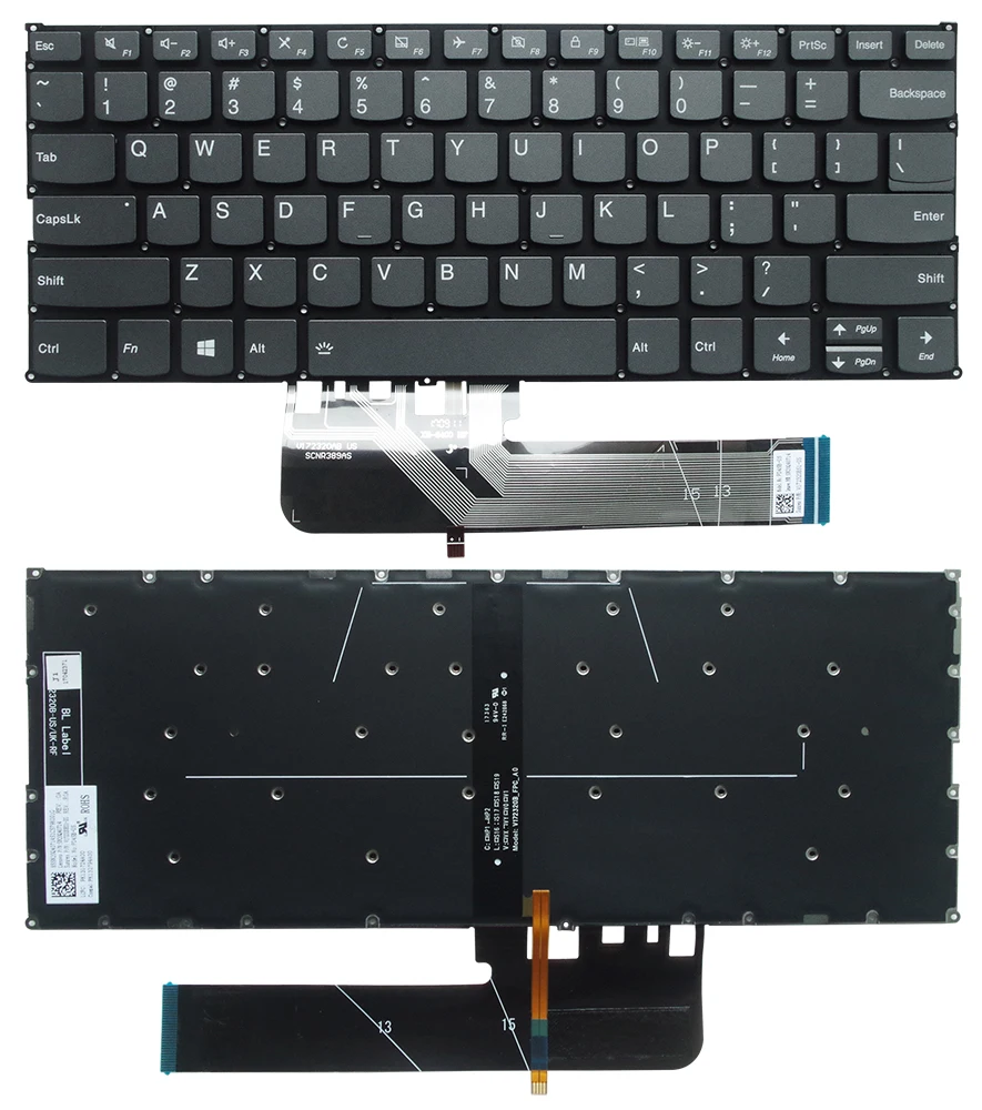 Nuova Tastiera Americana Retroilluminata Per Lenovo Flex 6-14Ikb 6-14Arr Yoga 530-14Ikb 530-14Arr Yoga 730-13Ikb 730-13Iwl 730-15Ikb 730-15Iwl