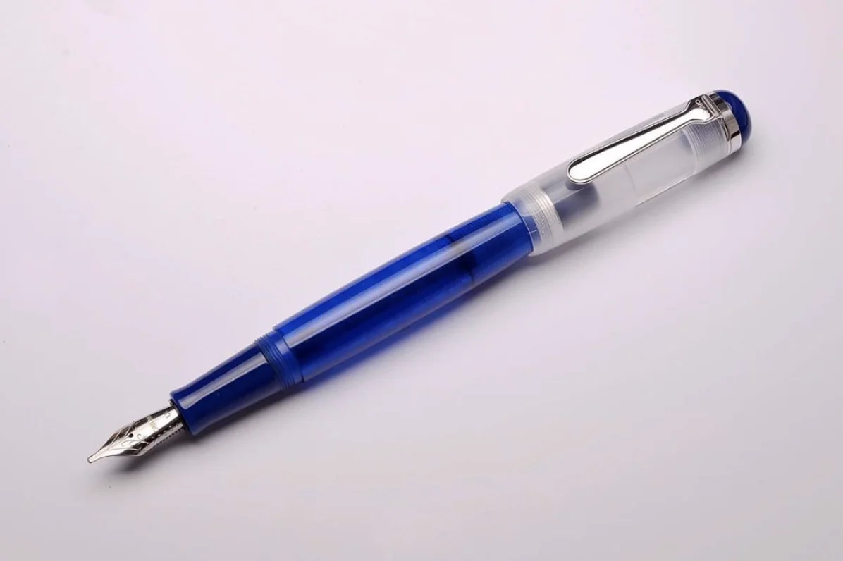 Penna A Inchiostro A Goccia Serie Opus 88 Omar Con Grande Capacità Di Archiviazione Dell'Inchiostro, Penna Stilografica In Stile Tappo A Stelo Blu Tra