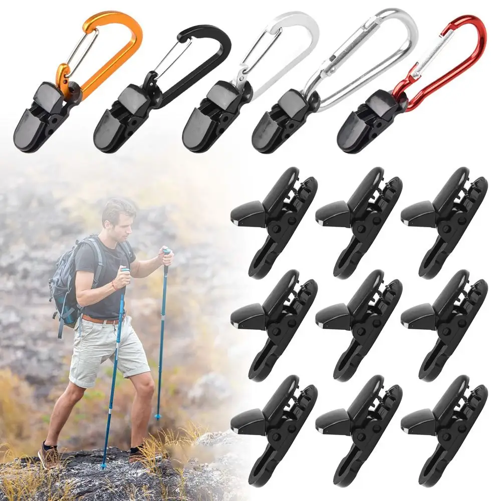 5/10Pcs Black Tent Hike Parts Caravan Canvas Outdoor Kit Tenda Da Sole Morsetto Trappola Jaw Grip Tarp Clip Stringere Strumento