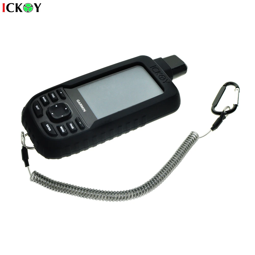 Custodia Protettiva In Silicone + Tether Retrattile Di Sicurezza In Acciaio All'Interno Cordino A Spirale Elasticizzato Per Garmin Gpsmap 66 66S 66St 