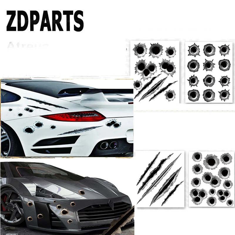 Zdparta 1Pc Car Styling 3D Bullet Holes Fender Vent Stickers Per Suzuki Grand Vitara Swift Sx4 Mitsubishi Asx Audi A 4 Fiat 500