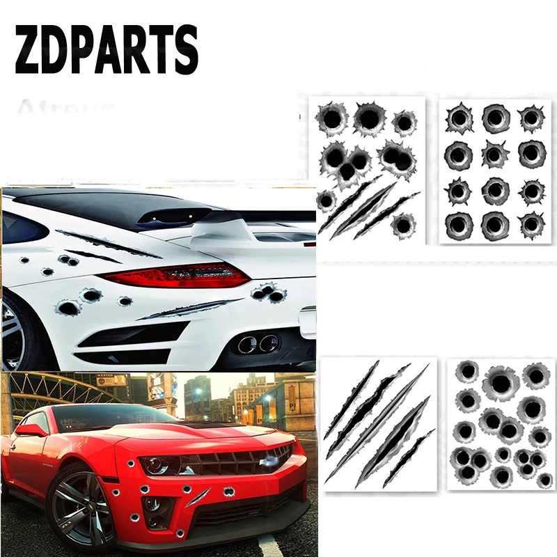 Zdparta 1Pc Car Styling 3D Bullet Holes Fender Vent Stickers Per Ford Focus 2 3 Fiesta Mondeo Kuga Kia Rio Ceed Sportage 2017
