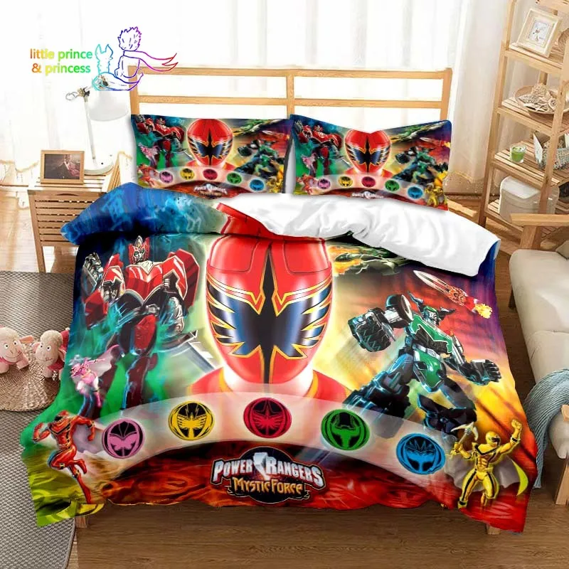 Mighty Morphin Power-Ranger Bedding Set Single Twin Full Queen King Size Bed Set Adult Kid Bedding Bedding Gift