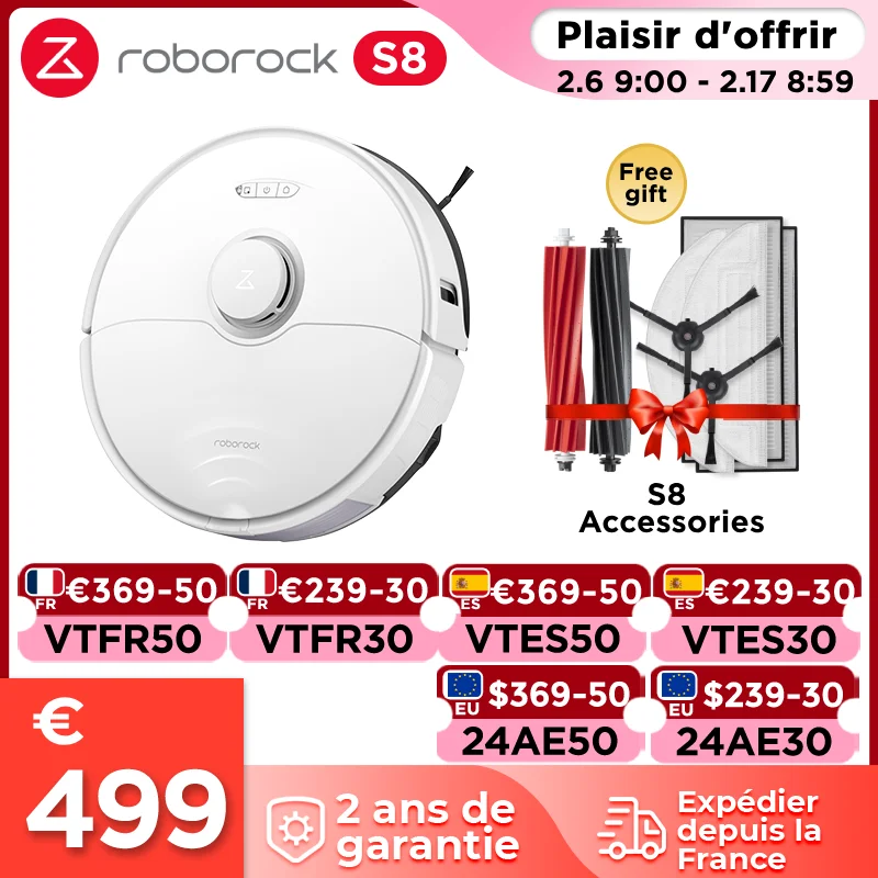 [-$50: Lds50] Roborock S8 Robot Aspirapolvere Tappeto Ad Ultrasuoni Clean Lds Laser 3D Luce Strutturata 6000Pa Alexa Mop Lifting Upgrade Per S7