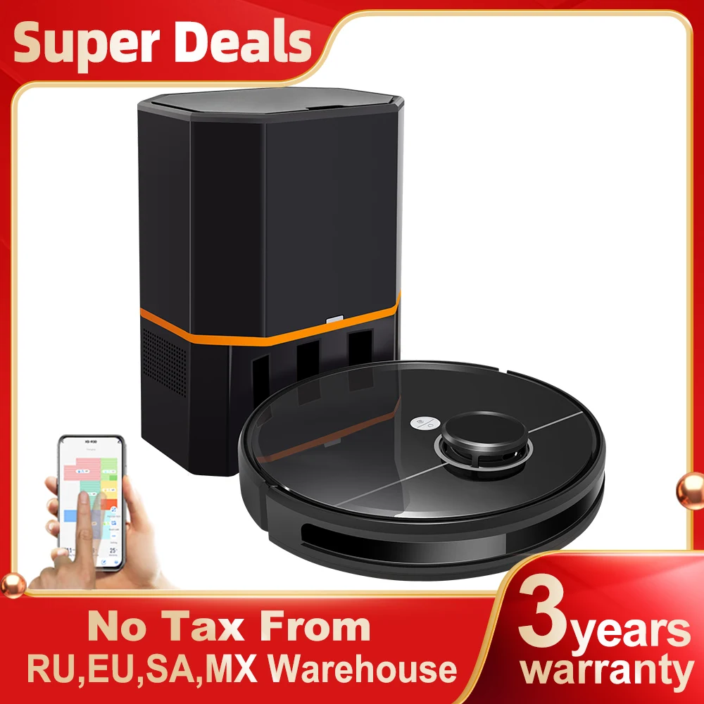 (Codice Promozionale:  Eu3000)Robot Aspirapolvere Abir R30 Con Dock Auto-Vuoto, Aspirazione 6500Pa, Maping Multi-Pavimento, Pulizia Della Stanza A Sec