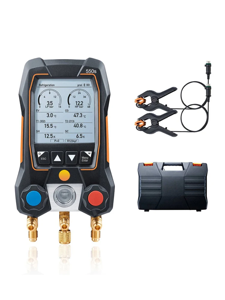 Digital Manometro Refrigerazione Testo 550 Eclettico Refrigerante Misuratore Di Set Con 2Pcs Morsetto Sonde 0563 1550 Manometro Digitale