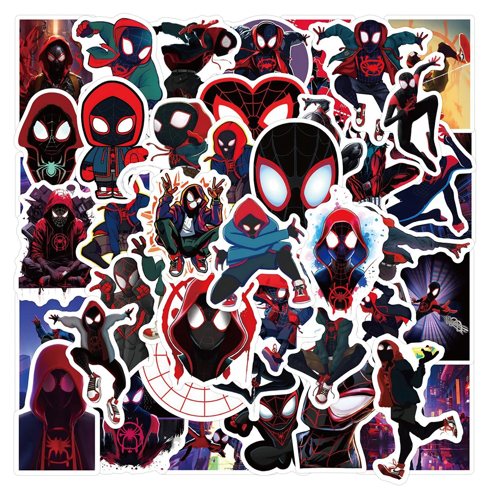 10/30/50Pcs Cool Miles Morales Spider Man Stickers Disney Superhero Cartoon Decal Laptop Skateboard Bike Toys Sticker For Kids