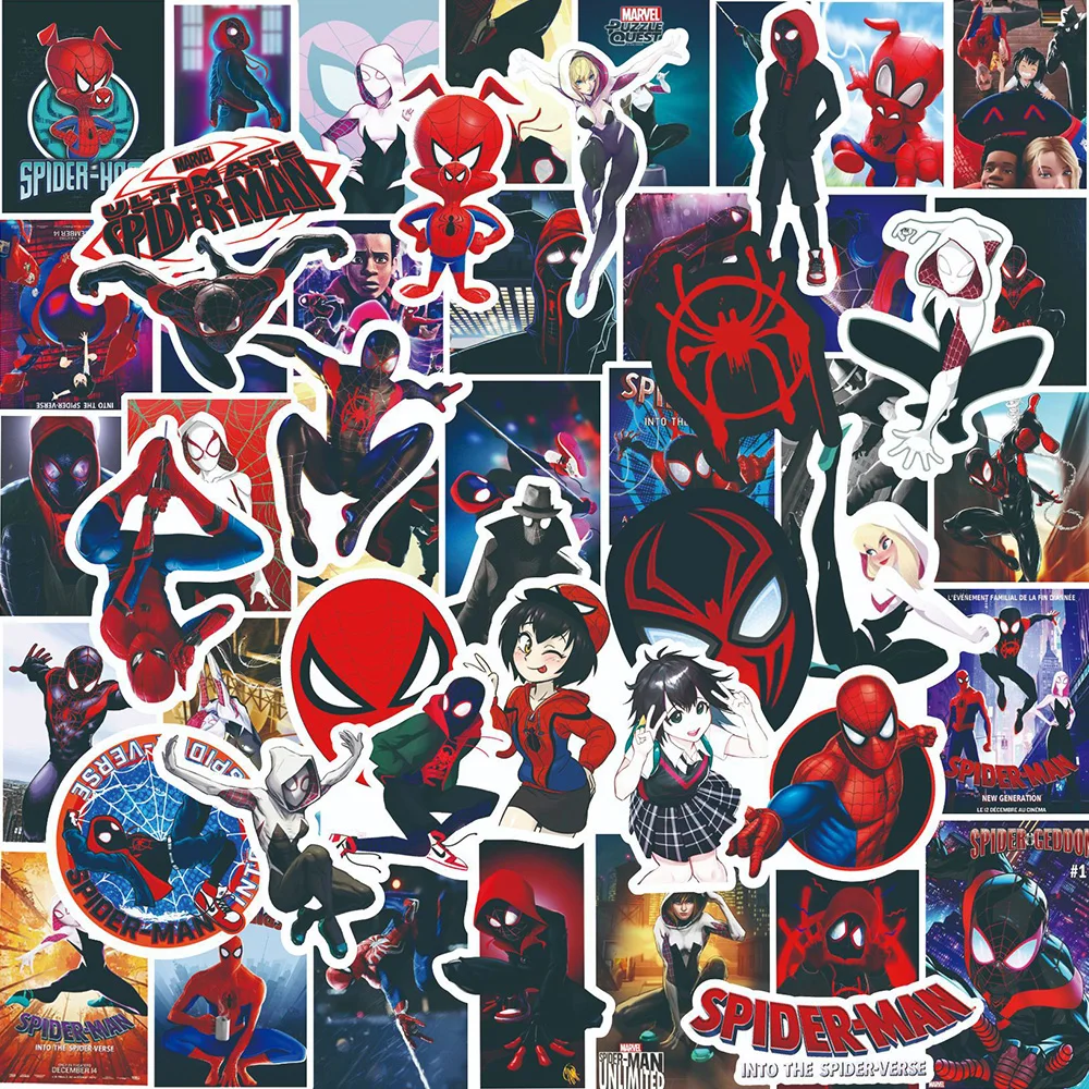 10/30/52Pcs Disney Movies Spider Man In The Spider Verse Stickers Cool Cartoon Decal Scrapbooking Laptop Toy Sticker Per Bambini