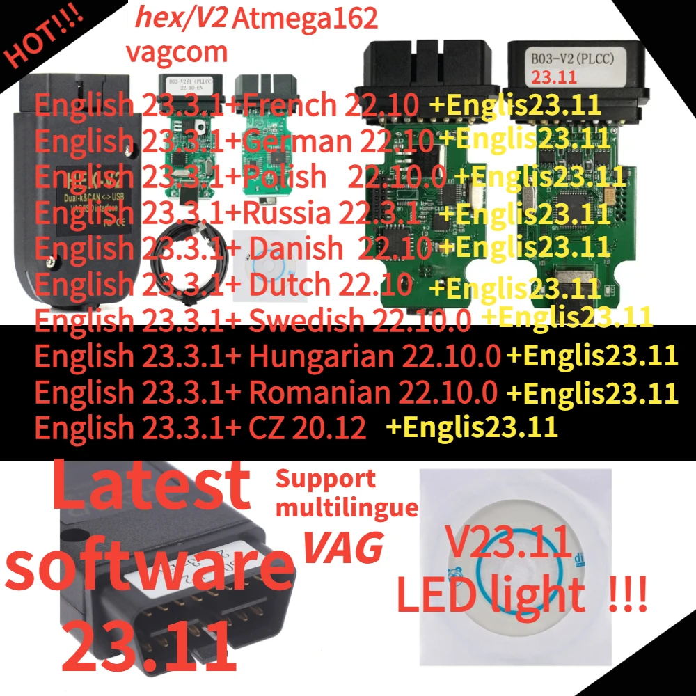 Nuovo V23.11 Latest2024 Vcds Vagcom Scanner Cavo Diagnostico Hex/Hex V2 Obd V23.3.1 Per Ad Skoda Seat Ultimo Software 23.11 Strumento