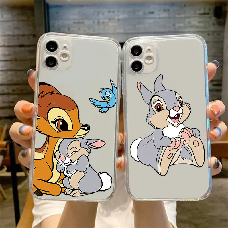 Disney Cartoon Bambi Thumper Custodia Morbida Trasparente Per Iphone 11 12 13 14 Pro Max Se 2022 2020 7 8 X Xr Xs Mini Plus Fundas