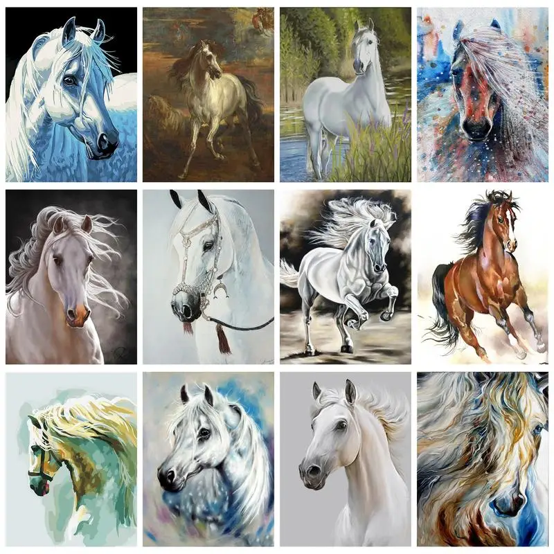 Chenistory Pittura A Olio Con I Numeri Kill Time Horse Per Adulti Colorazione Con I Numeri Regalo Fatto A Mano Vernici Acriliche Decorazione Della Cas