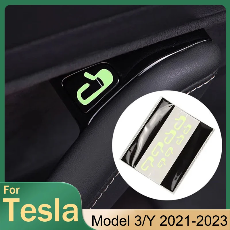 Tesla Model 3 Y Car Door Open Exit Adesivo Luminoso Auto Window Lift Switch Button Panel Decalcomanie Parti Di Protezione Interna 2022