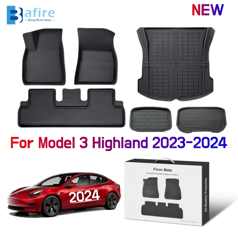 Per Il 2024 Nuovo Tesla Model 3 Highland Tappetini Xpe All Weather Anteriore Posteriore Cargo Liner Mat Tappetini Per Bagagliaio 3D Antiscivolo Imperm