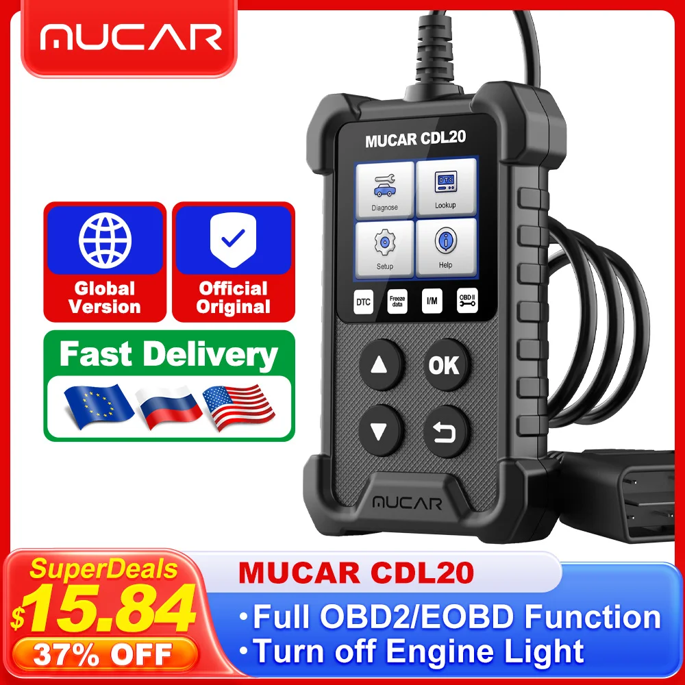 Mucar Cdl20 Auto Obd2 Scanner Diagnosi Motore Funzione Obd Completa Ricerca Dtc Strumenti Per La Diagnosi Dell'Auto Lettore Di Codici Automobilistico