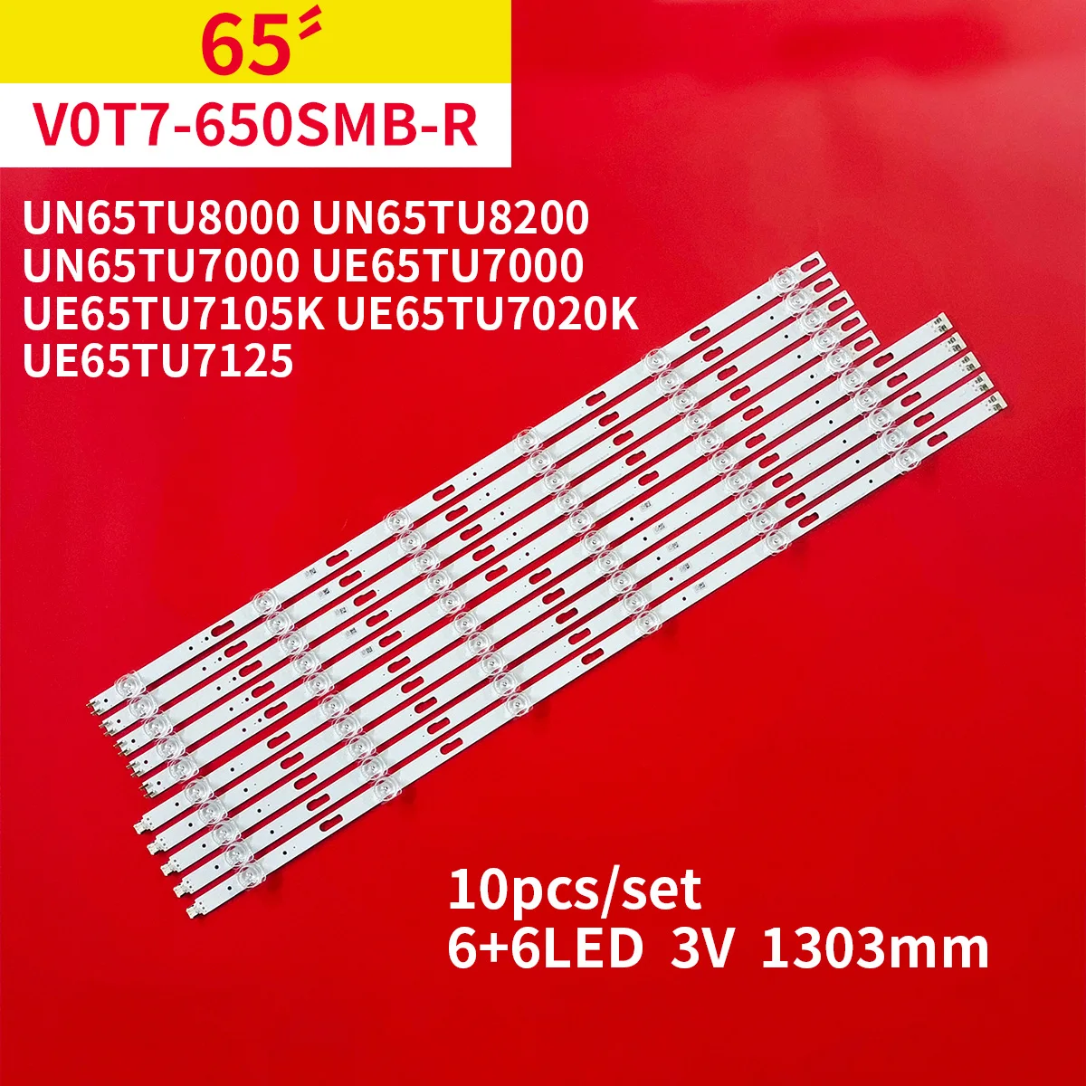 10 Pz/1Set Striscia Di Retroilluminazione A Led 12 Lampade Per Samsung 65 "Tv Un65Tu8000 Un65Tu8200 Un65Tu7000 Ue65Tu7000 Ue65Tu7105K
