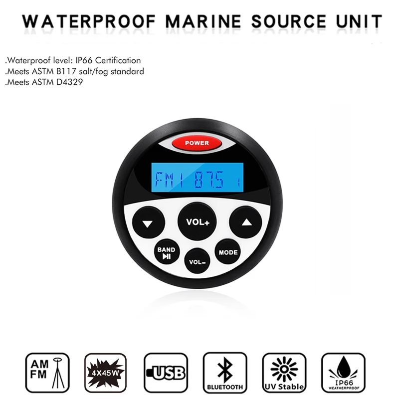 Marine Radio Stereo Impermeabile Bluetooth Audio Unit Ricevitore Fm Am Sistema Audio Automatico Lettore Mp3 Per Utv Golf Cart Barca Motorcycl
