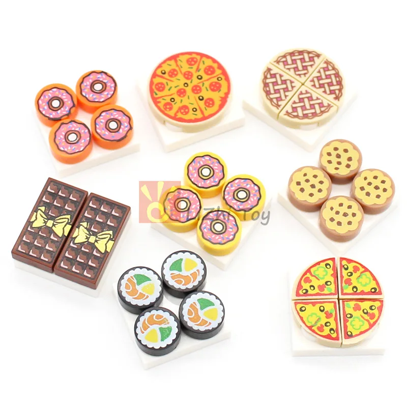 City Friend Accessori Food Building Blocks Patatine Fritte Pollo Arrosto Pizza Uovo Frutta Biscotto Dessert Classic Moc Bricks Toys