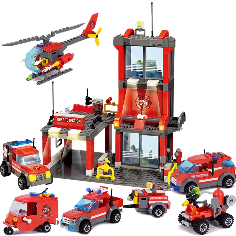 Kazi Fire Station Branch City Friends Diy Model Building Blocks Mattoni Giocattoli Per Regali Per Bambini