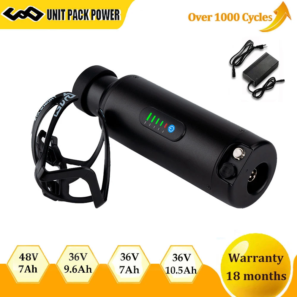 Unità Pack Power Bottle Batteria Ebike 36V 48V 7Ah 10Ah Batteria Per Bicicletta Elettrica Per Motore Bafang Tongsheng 500W 350W 250W