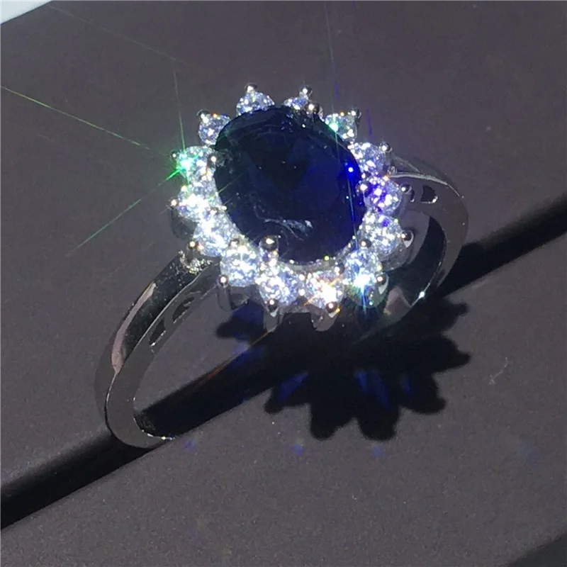 Royal Jewelry Princess Diana Soild 925 Sterling Silver Ring Fidanzamento Fedi Nuziali Anelli Per Le Donne Regalo Di San Valentino Da Sposa