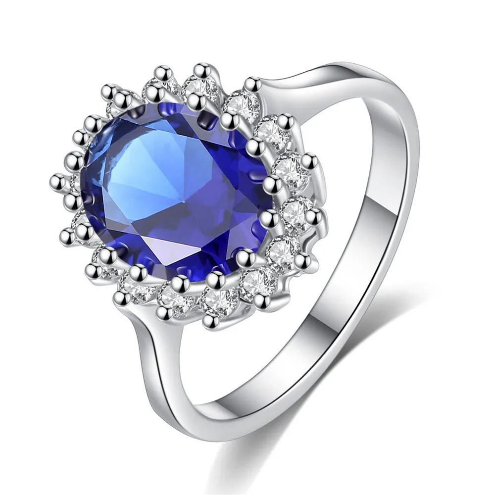 Princess Diana William Kate Middleton Ha Creato Blue Ring Charms Fidanzamento Gioielli Da Donna Da Sposa