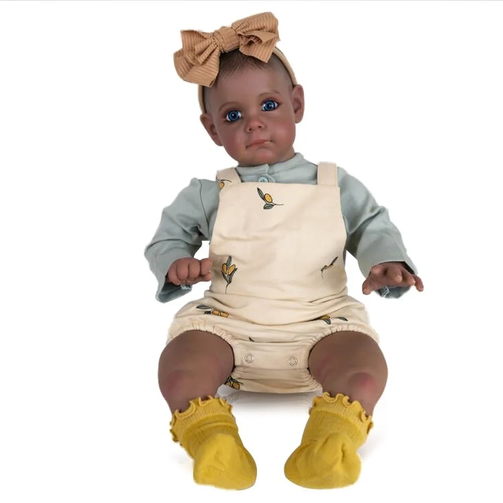 60Cm Bebe Reborn Dolls Maggi In Pelle Afroamericana Baby Girl Doll In Pelle Scura Handpaint Con Vernice Genesis Visibile