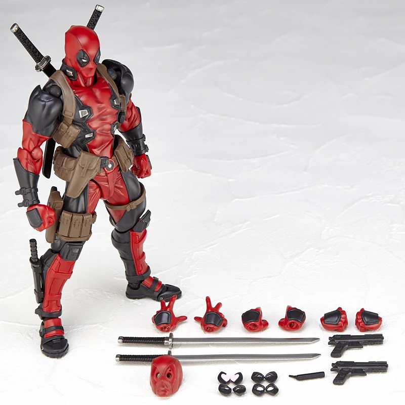 16Cm Revoltech Yamaguchi Deadpool Marvel Action Figure Marvel Legends Joint Movie Model Kids Gift Toys Regalo Di Compleanno