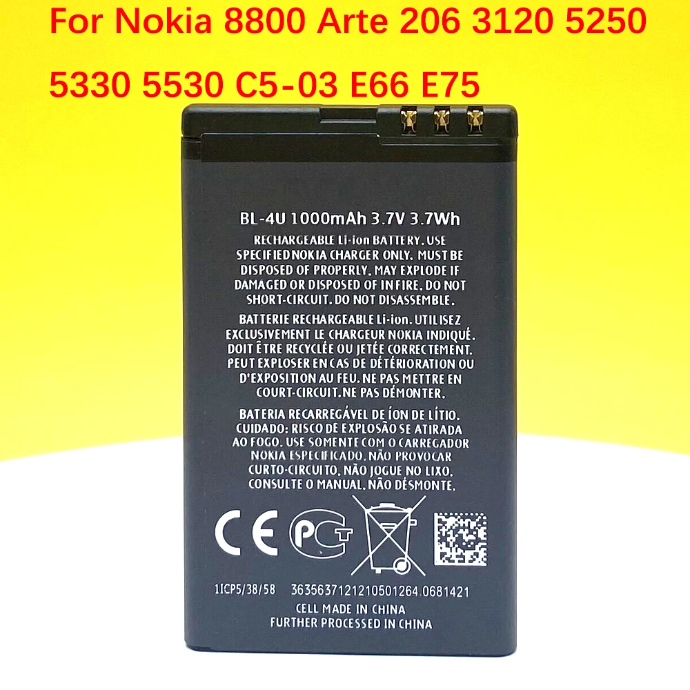 100% Nuovo Bl-4U Batteria Per Nokia 3120C 5250 206 515 5330 5530 5730 Xm 6212C 300/301/305/308/310/311/500/501/515