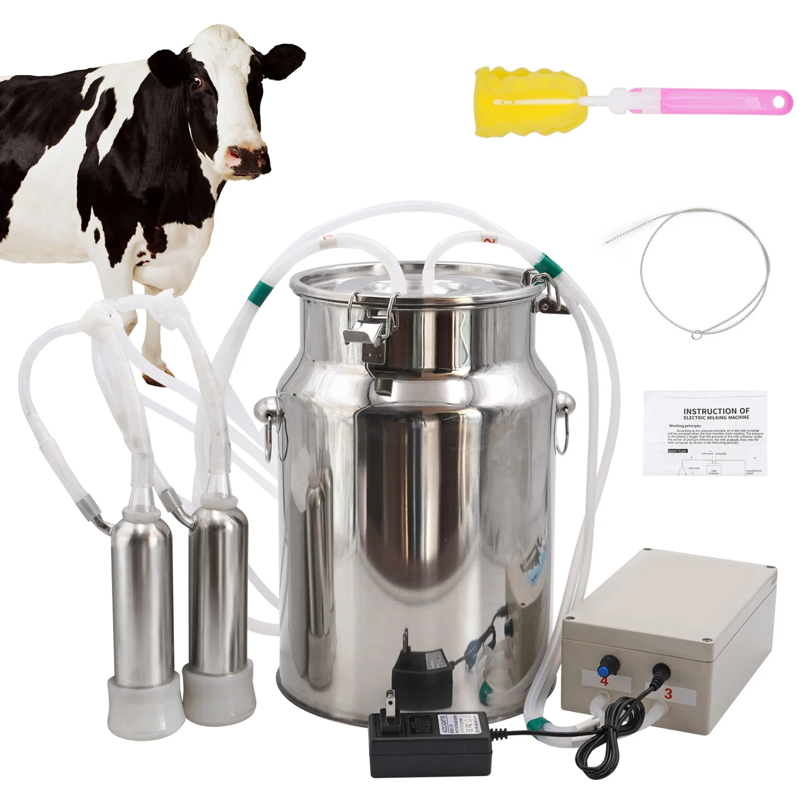 10L Mungitrice Elettrica Per Capre 220V Mungitrice Pulsatrice Per Bovini Pompa Per Vuoto Con Benna Mungitrice In Acciaio Inossidabile